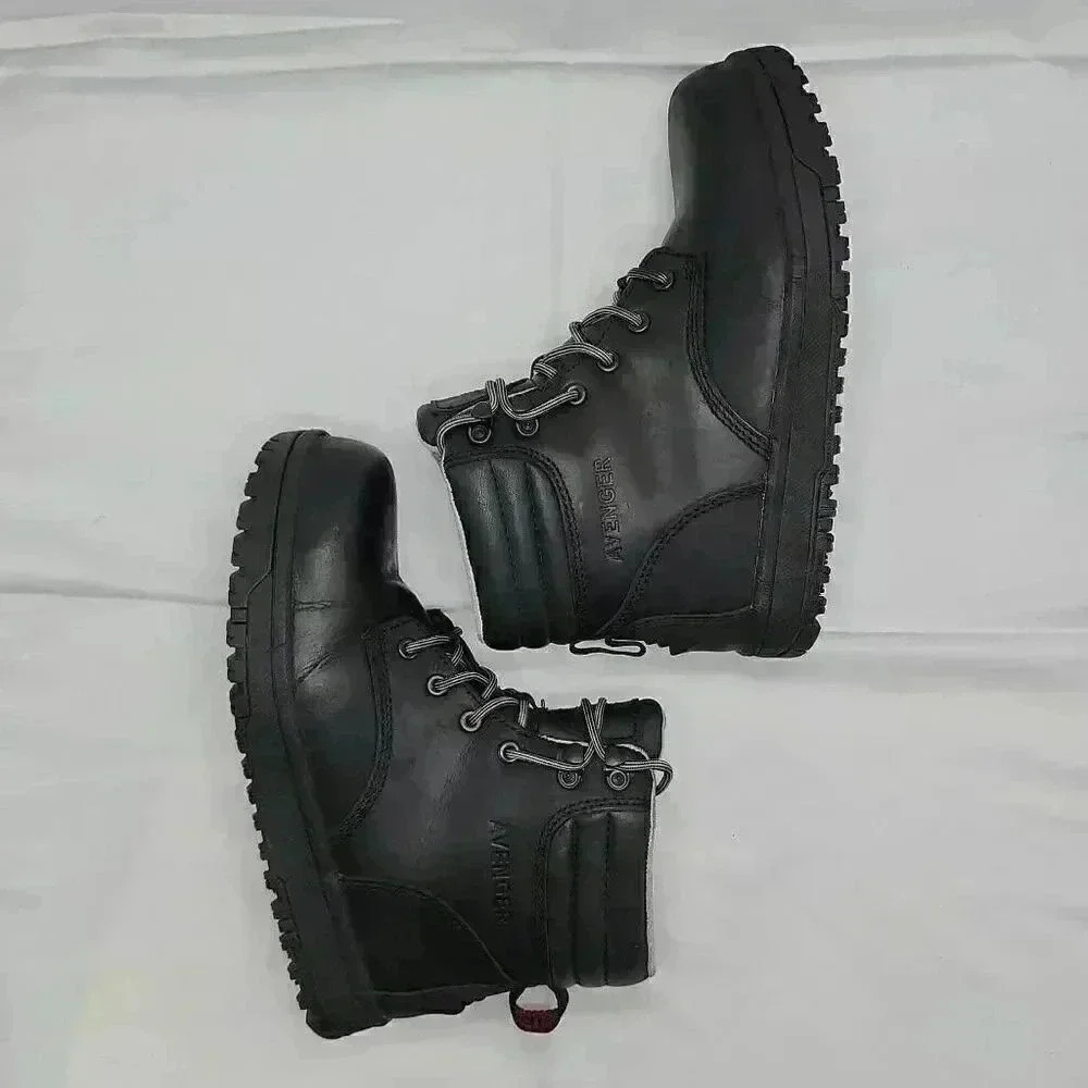 Avenger Women's Leather Lace Up Round Toe Reflex Ankle Work Boots  Black Size 8 - Picture 7 of 10